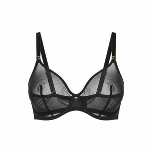 HARPER WILDE Elegant Black Comfort Mesh Sheer Plunge Bra Size 42F